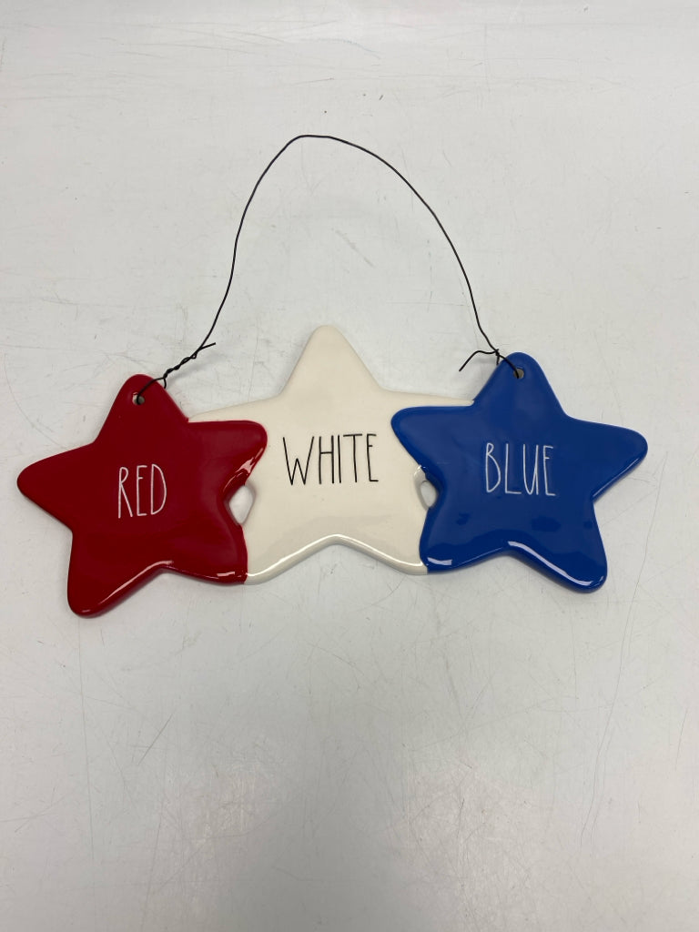 Rae Dunn Red/White/Blue Ceramic Wall Hanging