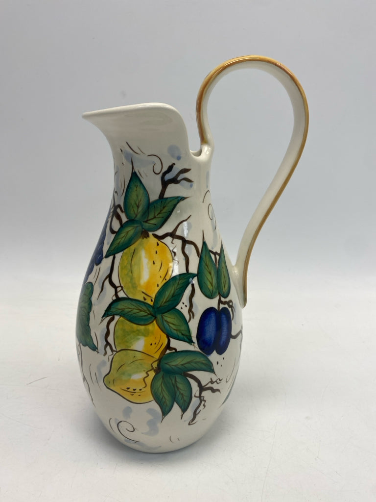 Ganz White Multi Color Fruit Ceramic Pitcher