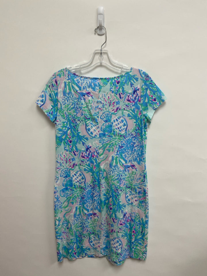LILLY PULITZER Size M White Blue/Pink Shells Ladies Dress