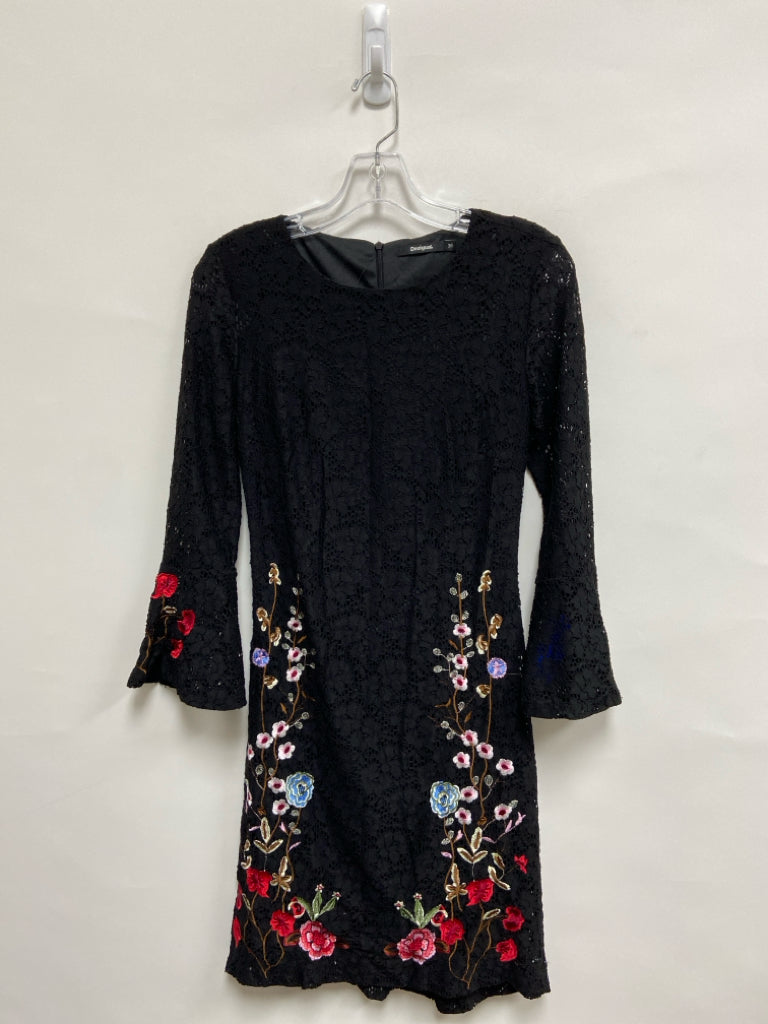 Desigual Size 36 Black Embroidered Lace Ladies Dress