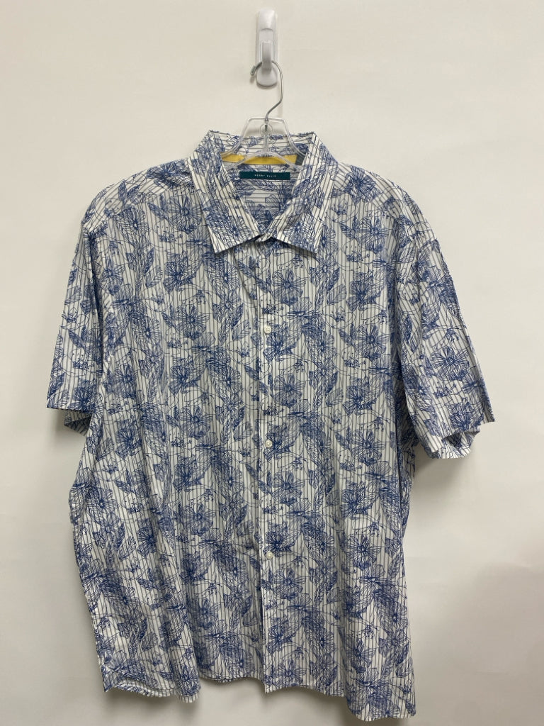 Perry Ellis Size 2X White/Gray Navy Stripes/Flowers Men&