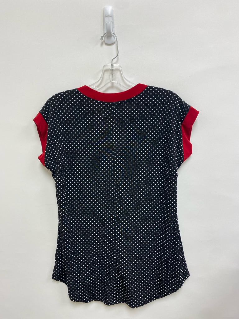 NWT DIANA BELLE Size S Black/White Polka Dot V Neck Ladies Top