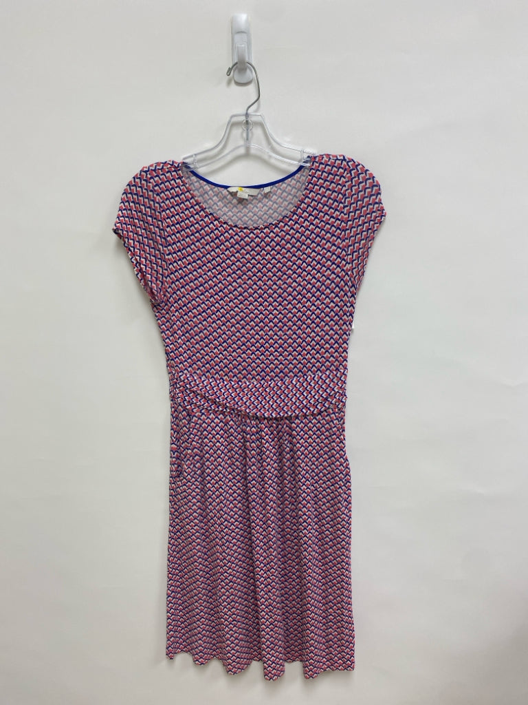 Boden Size 8P White Blue/Pink Print Petite Dress