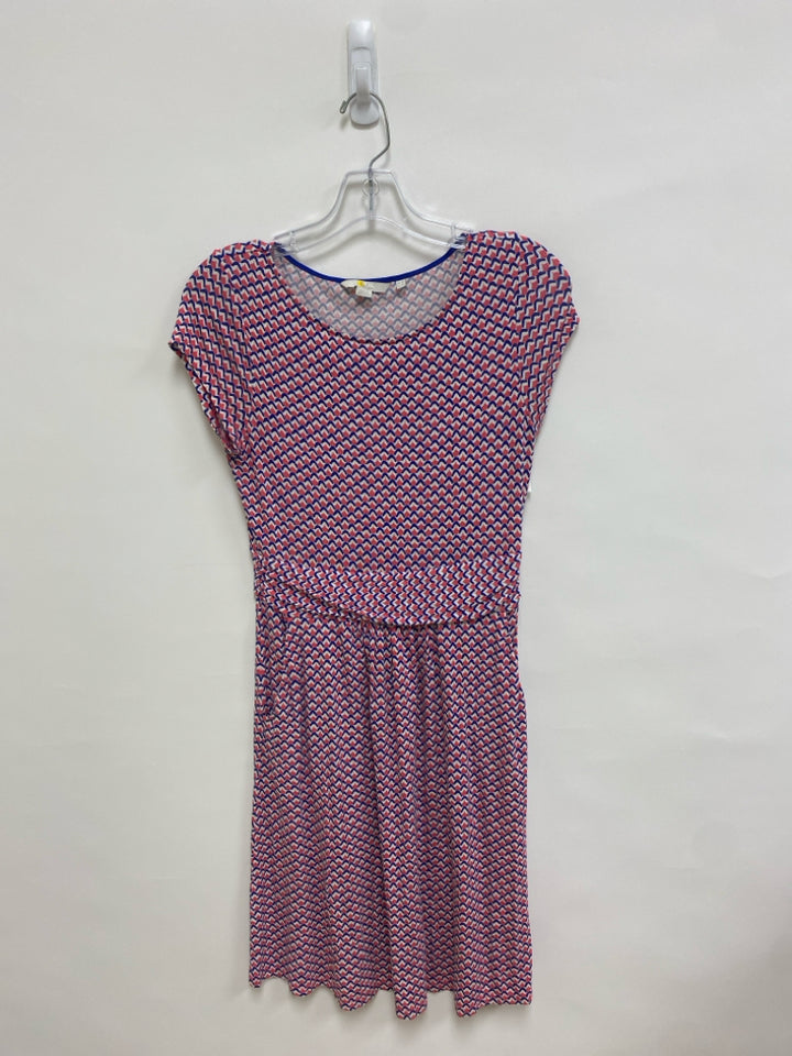 Boden Size 8P White Blue/Pink Print Petite Dress