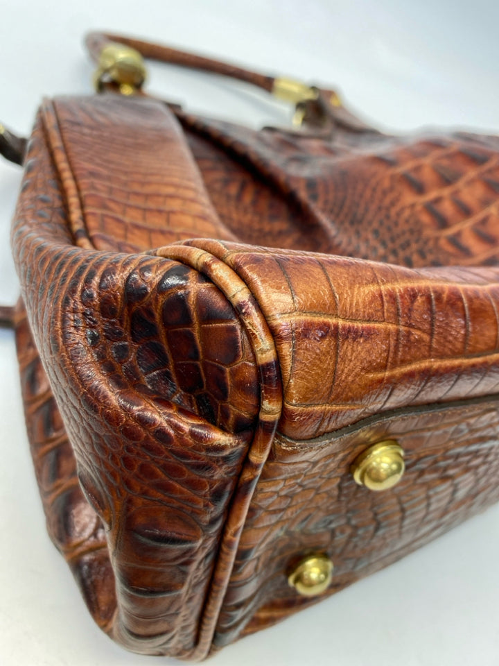 Brahmin Dark Brown Embossed Leather Handbag