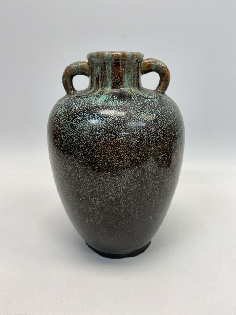 Brown Blue Speckles Ceramic Vase