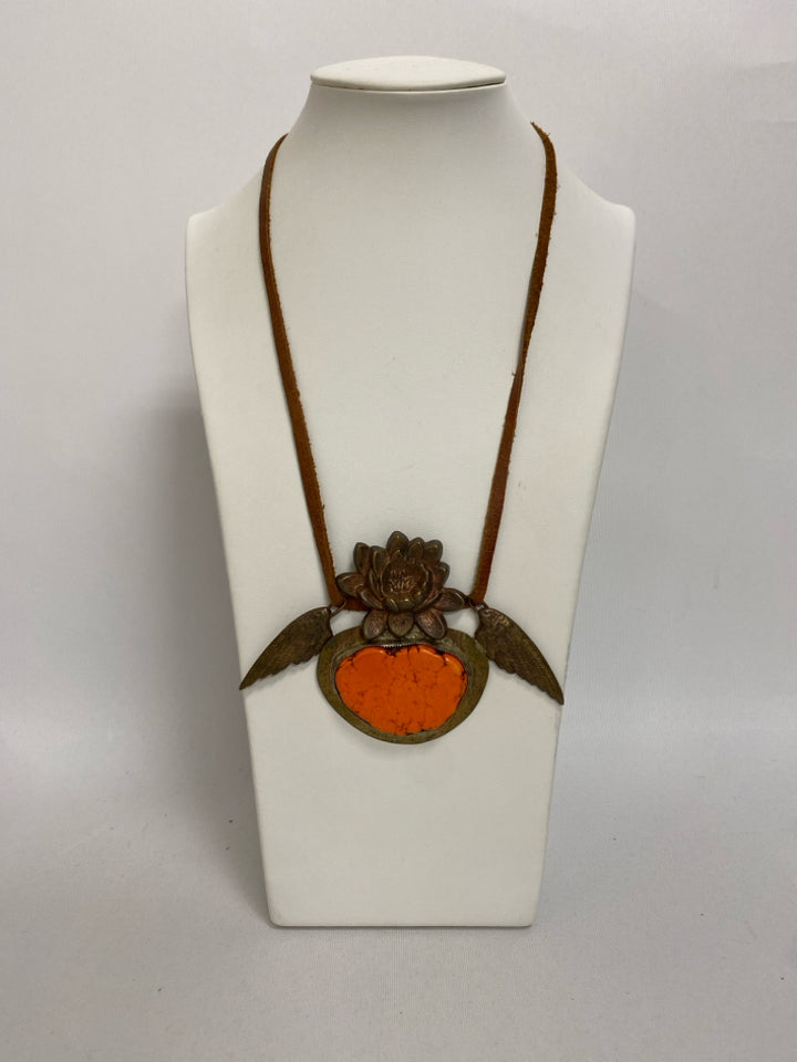 Orange Brown/Gold Stones Necklace