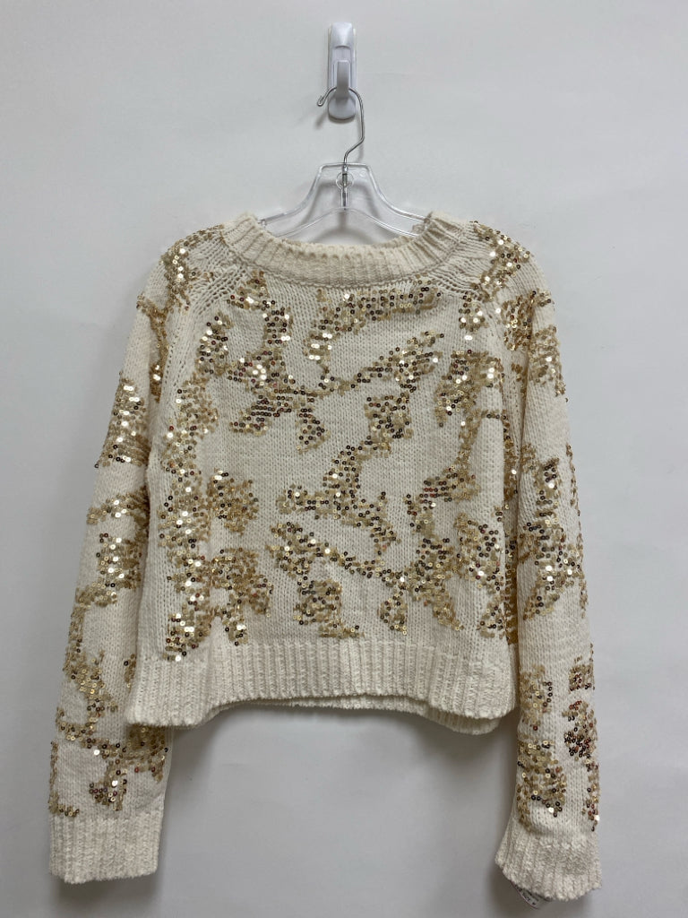 Size M Cream Gold Sequins Ladies Sweater