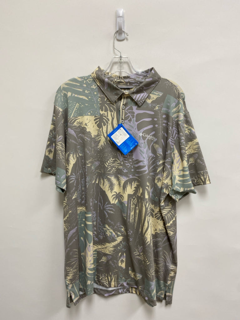 NWT Columbia Size L Taupe/Cream Seafoam/Purple Tropical Men&