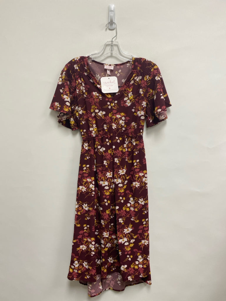 NWT isabel maternity Size L Burgundy White/Yellow Flowers Maternity Dress