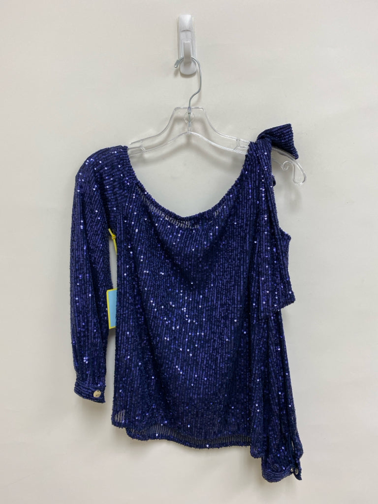 NWT CeCe Size S Navy Sequins Long Sleeve Ladies Top
