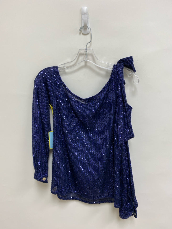 NWT CeCe Size S Navy Sequins Long Sleeve Ladies Top