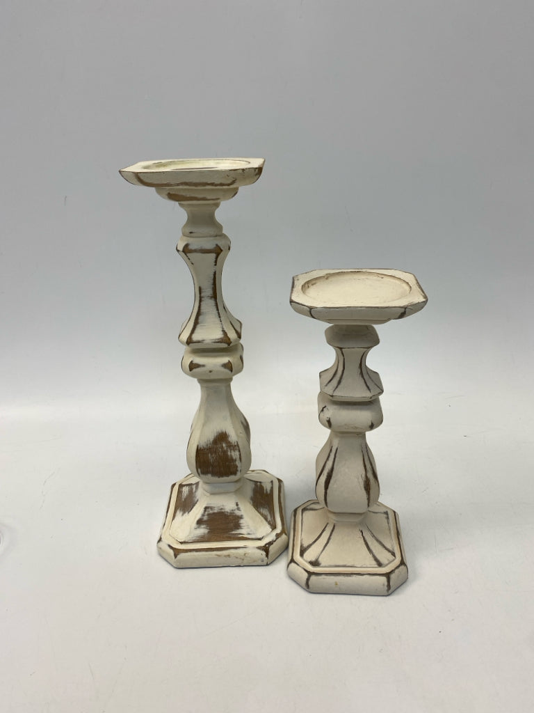 Cream Brown Distressed Candleholder(s)