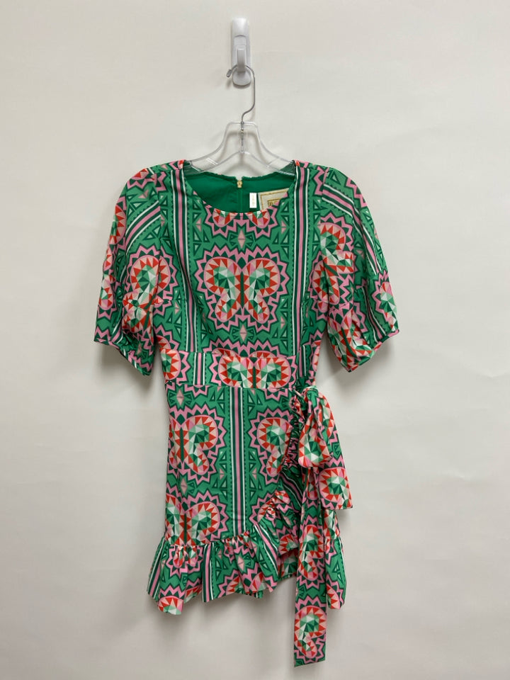 EMILY McCARTHY Size XXS Green/Pink White/Red Geometric Ladies Dress