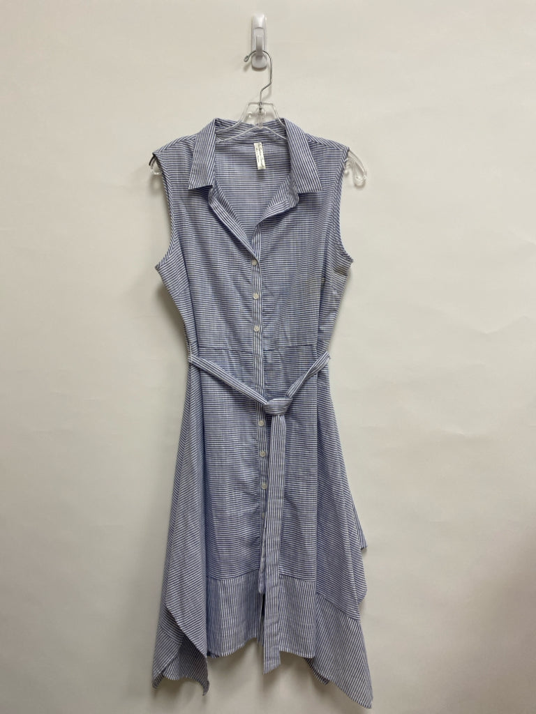 PerSeption Size L White/Blue Stripes Sleeveless Ladies Dress