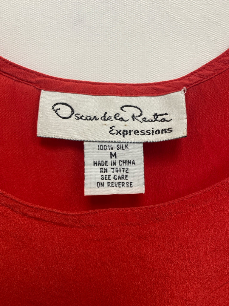 Oscar de la Renta Size M Red Sleeveless Silk Ladies Top
