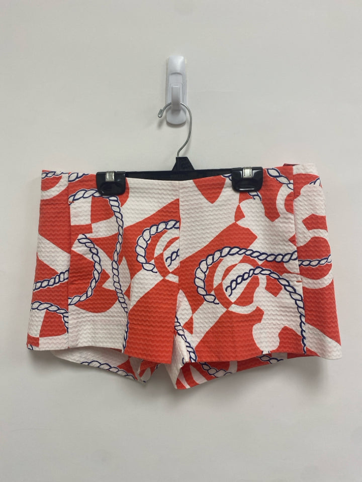 LILLY PULITZER Size 4 Coral/White Navy Ropes Ladies Shorts
