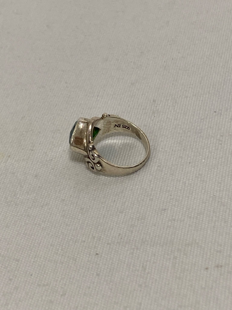 Silver Blue/Green Faceted Ring