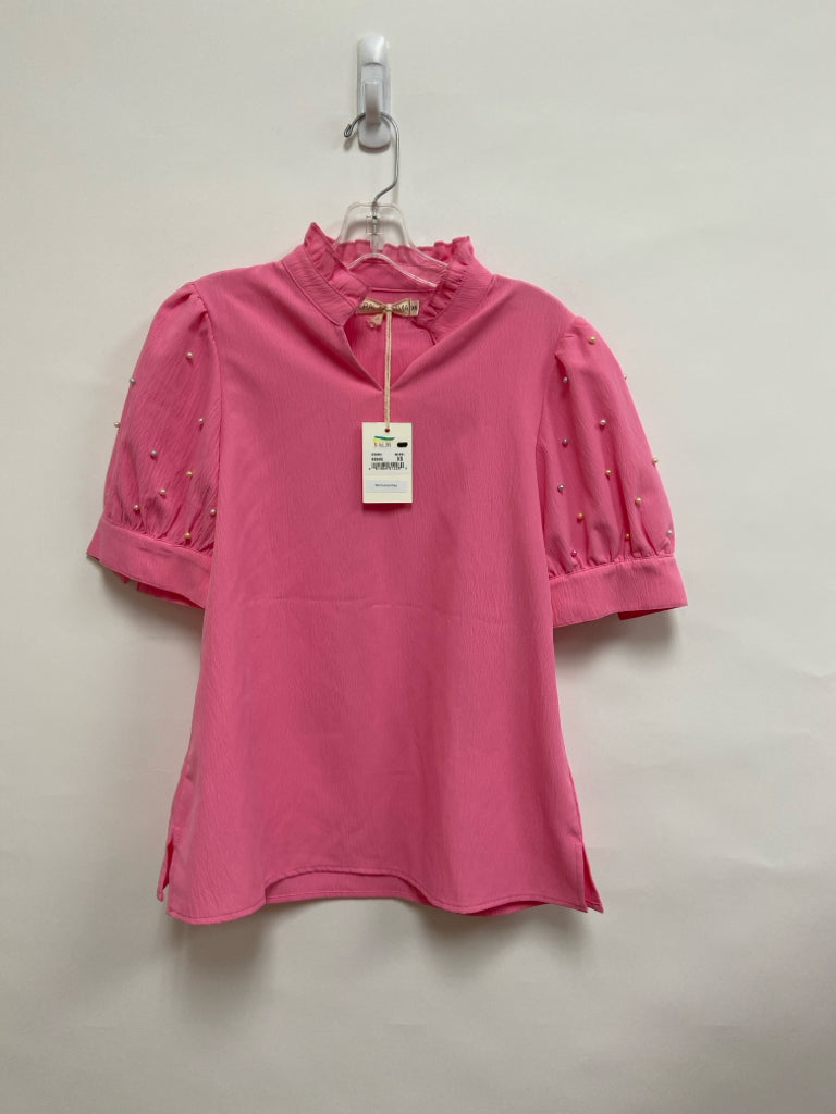 NWT Grace &amp; Emma Size XS Pink Pearls Puff Sleeve Ladies Top
