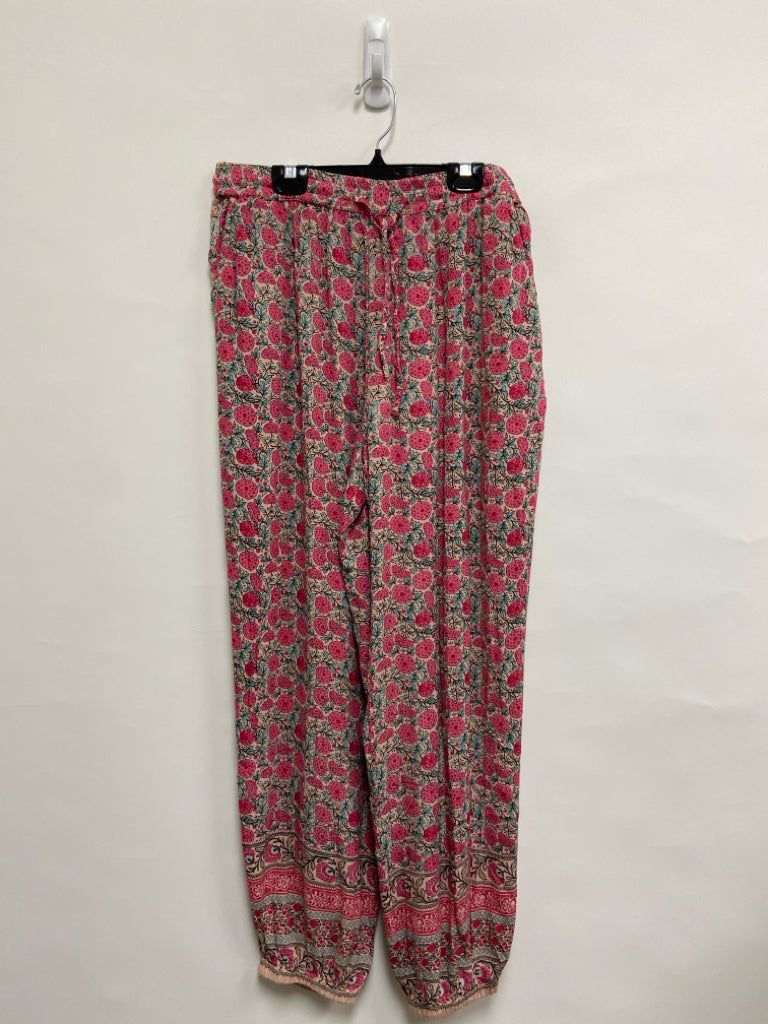 Natural Life Size M Pink Green Floral Ladies Pants