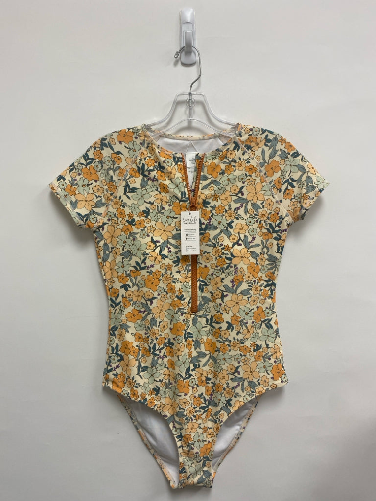 NWT Cupshe Size M Peach Green Floral Ladies Swimwear