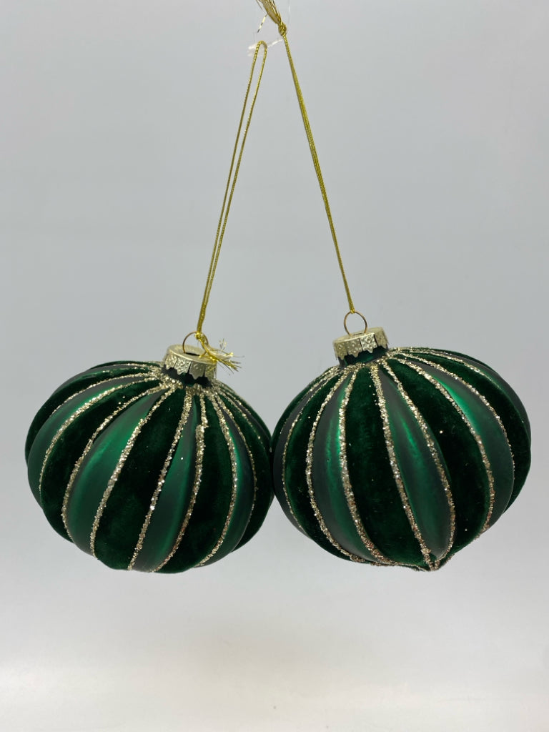 Green Silver Velvet Ornaments