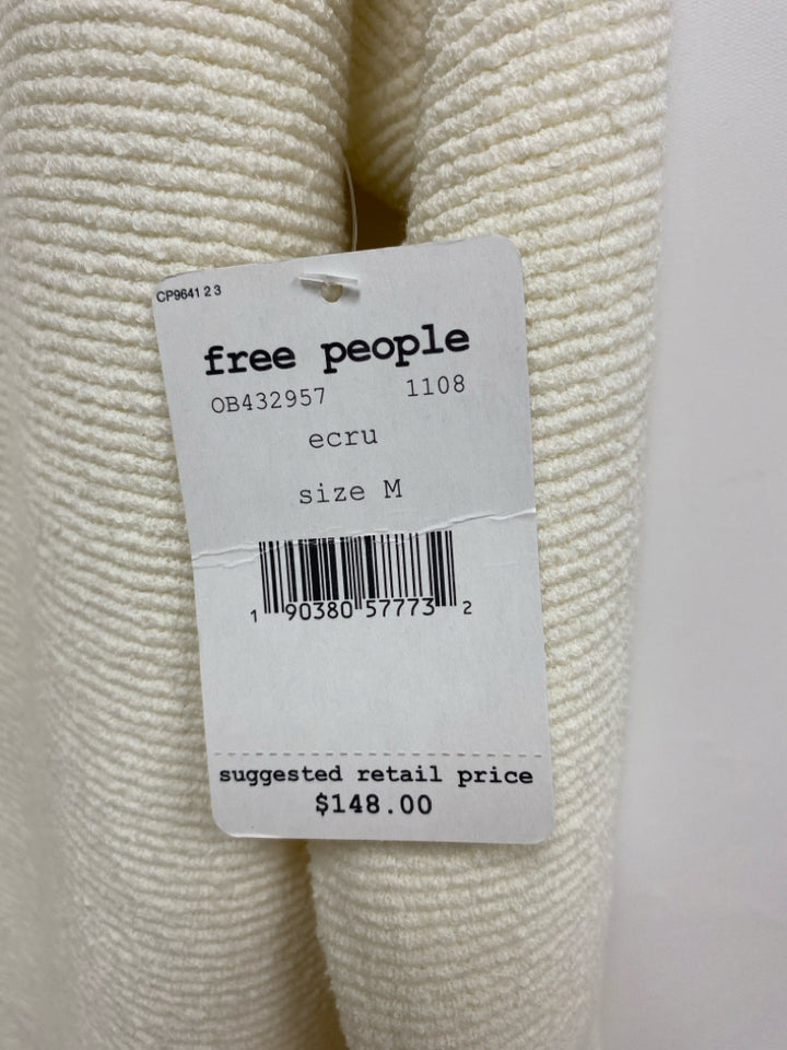 NWT Free People Size M Ivory Ribbed Cowl Neck Ladies Top