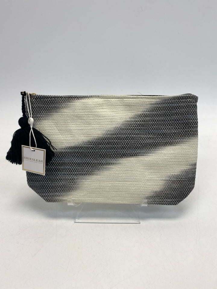 NWT Shiraleah Black Cream Make-up Bag