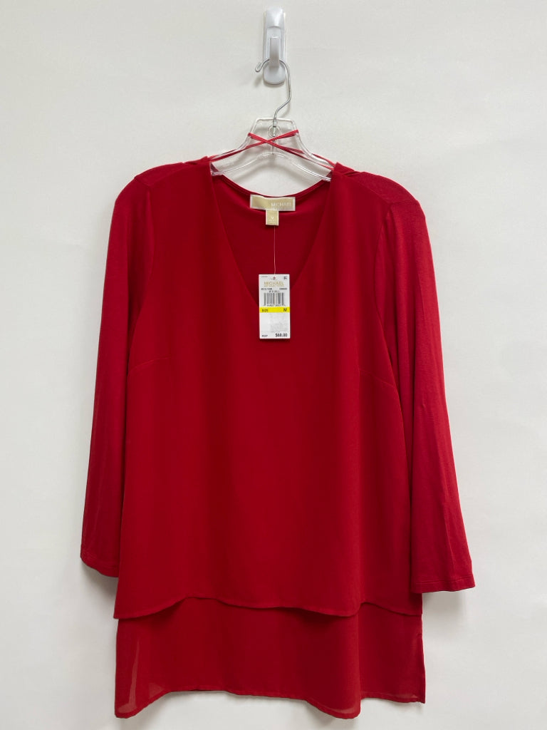 NWT Michael Kors Size M Red 3/4 Sleeve Ladies Top