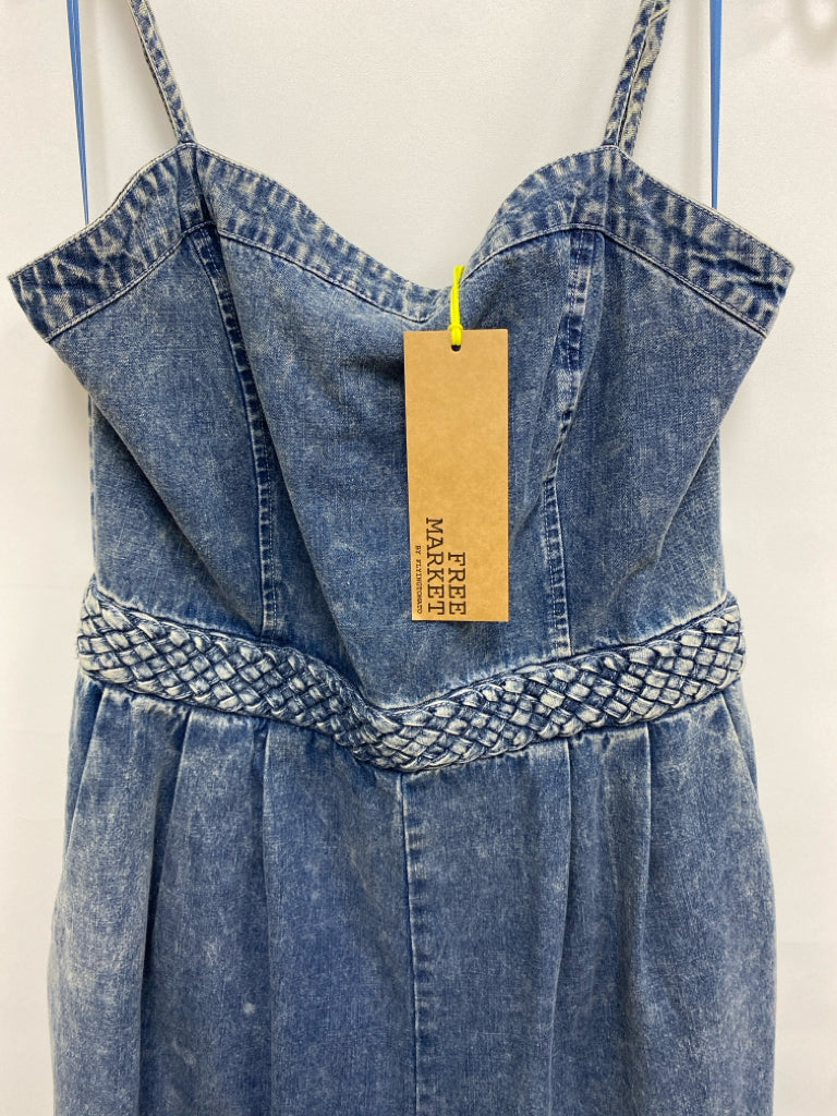 NWT Flying Tomato Size L Faded Denim Braided Sleeveless Ladies Jumpsuit
