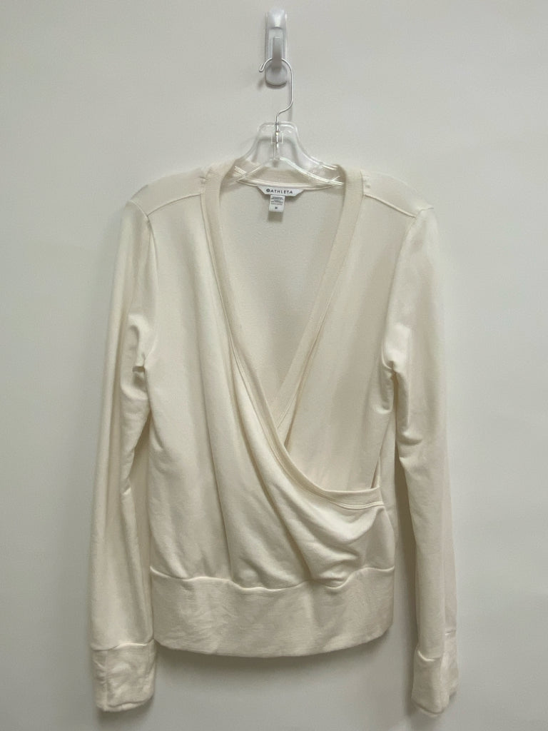 Athleta Size M Cream V Neck Athletic Top