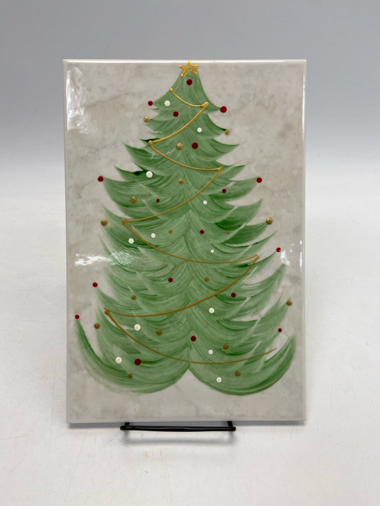 White Green Trees Ceramic Christmas