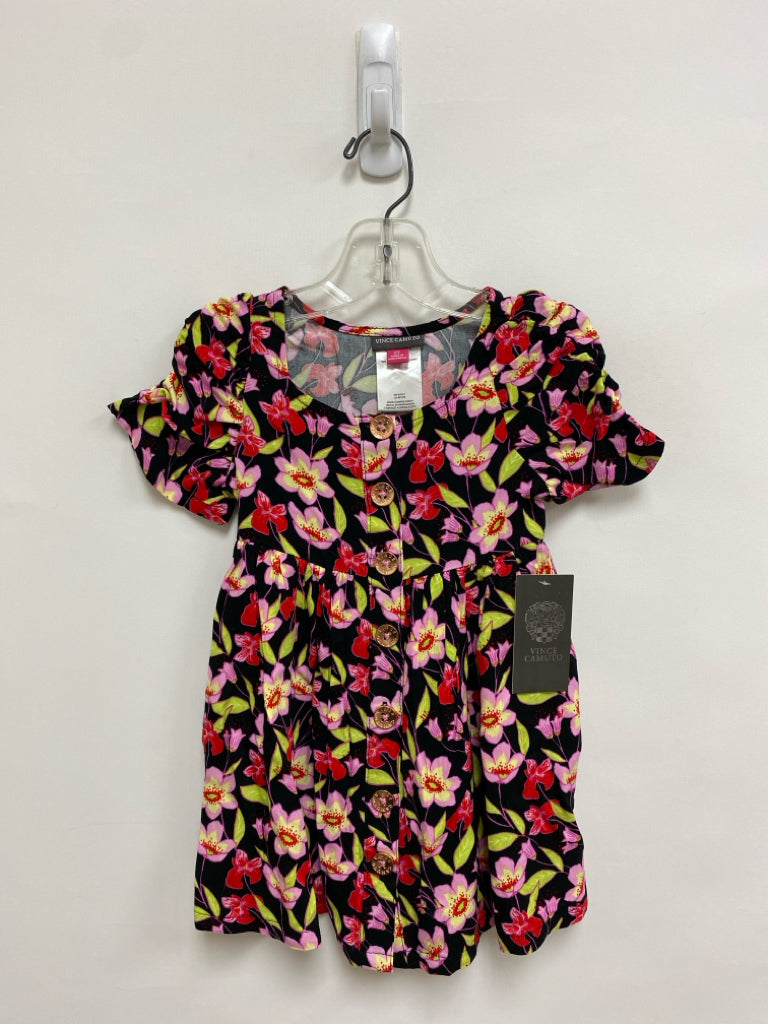 NWT VINCE CAMUTO SIZE 2T Black/Pink Red/Yellow Flowers Short Sleeve Girl&