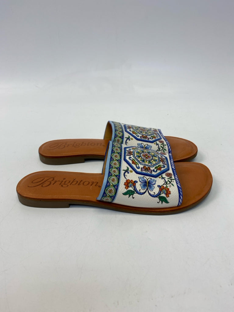 Brighton  Size 8 White Multi-Color Floral Sandals