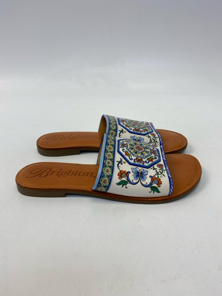 Brighton  Size 8 White Multi-Color Floral Sandals