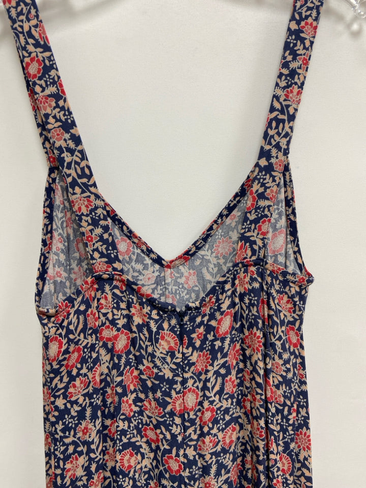 Size XXS Navy Red/Tan Flowers Sleeveless Ladies Jumpsuit