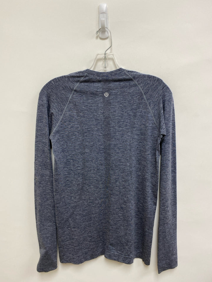 Lululemon Size 8 Gray Charcoal Stripes Long Sleeve Athletic Top