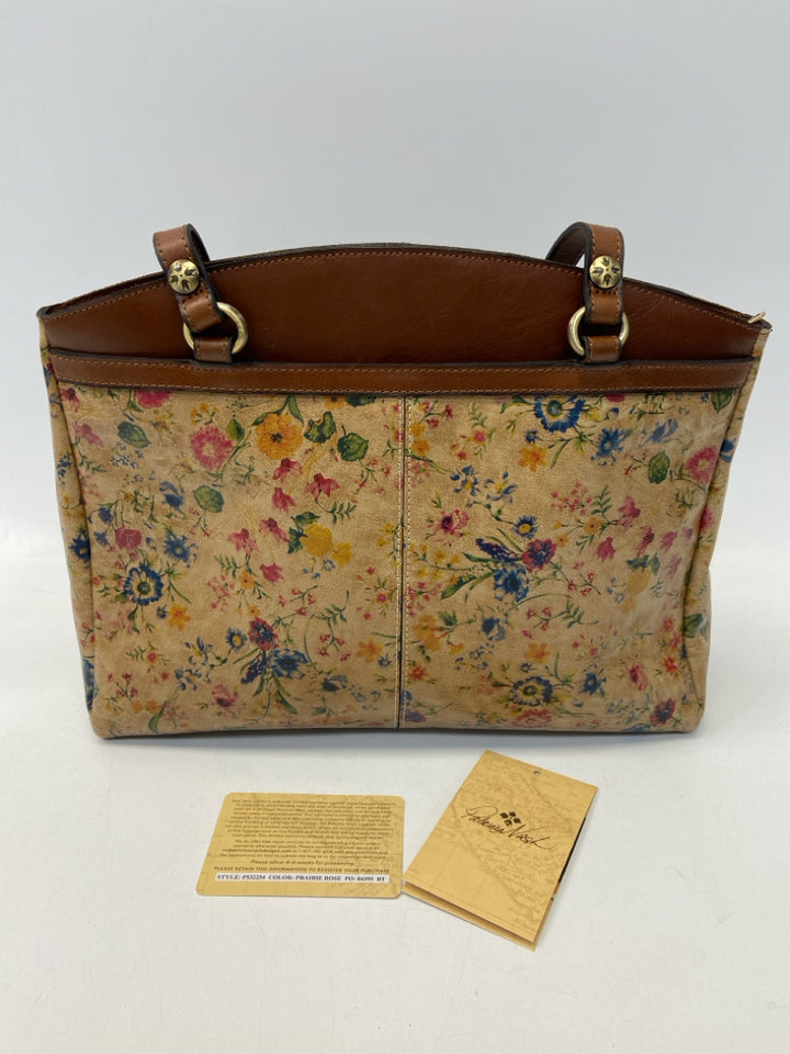 Patricia Nash Tan/Brown Multi-Color Flower(s) Handbag