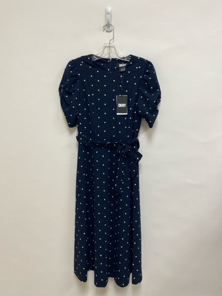 NWT DKNY Size 4 Navy White Polka Dot Ladies Dress