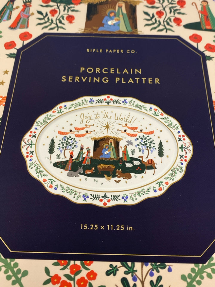 NEW/BOX Rifle Paper Co. White Multi Color Nativity Porcelain Christmas