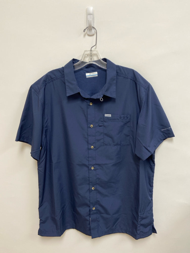 Columbia Size L Dark Blue Button Up Men&