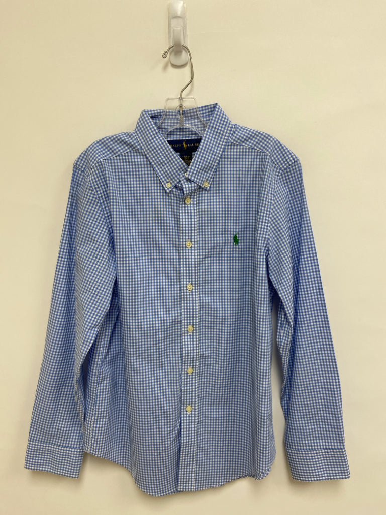 Ralph Lauren SIZE 14/16 White/Blue Checkered Button Up Boy&