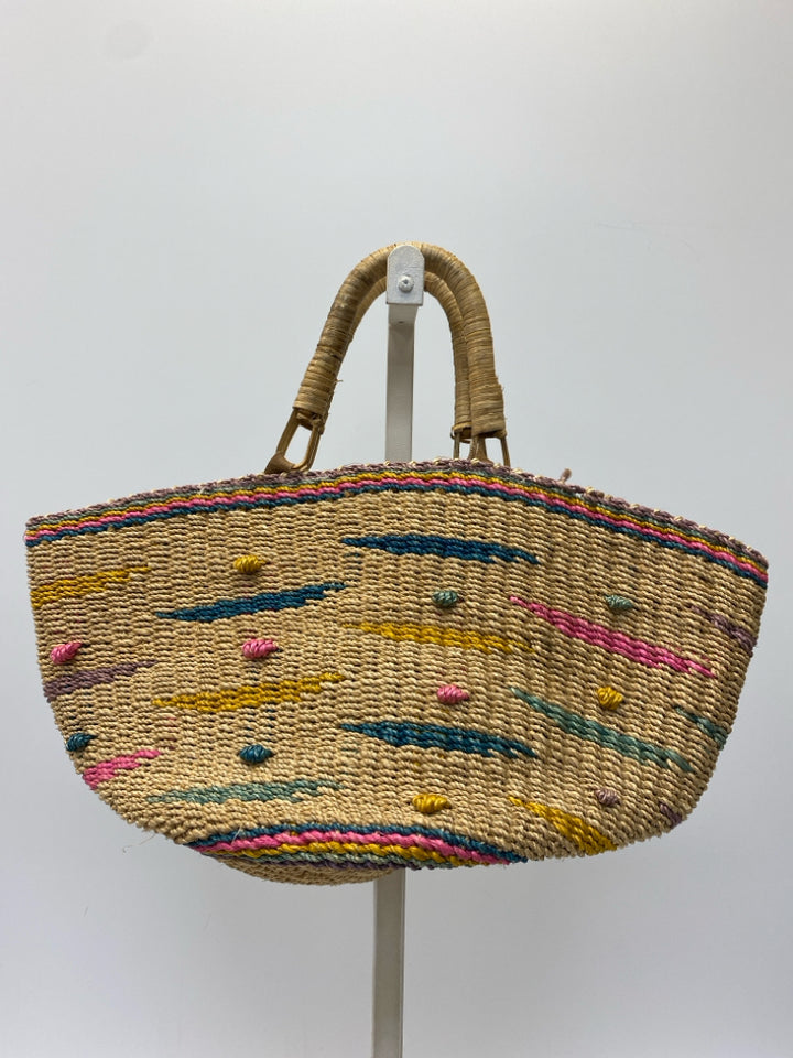 Natural Multi-Color Dot(s) Straw Handbag