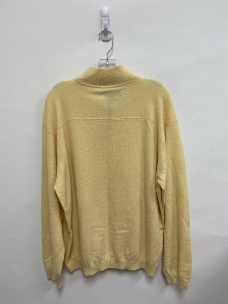 Tommy Bahama Size XL Pale Yellow Quarter Zip Cashmere Men&