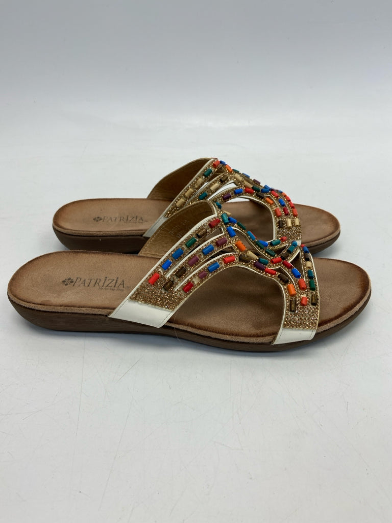 Patrizia  Size 8 Gold Multi-Color Beaded Sandals