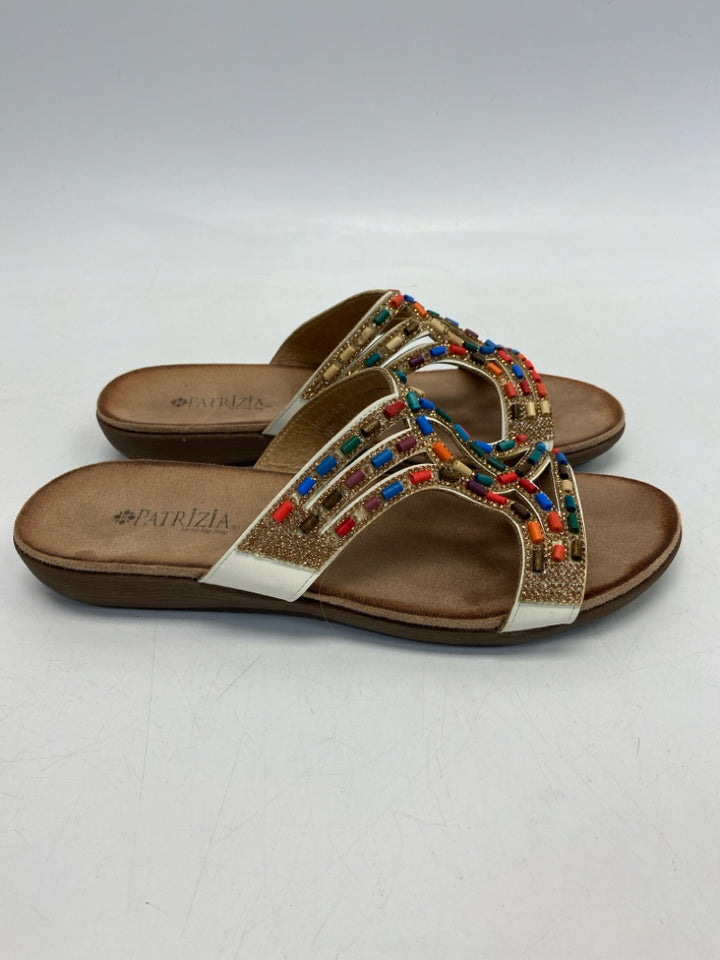 Patrizia  Size 8 Gold Multi-Color Beaded Sandals
