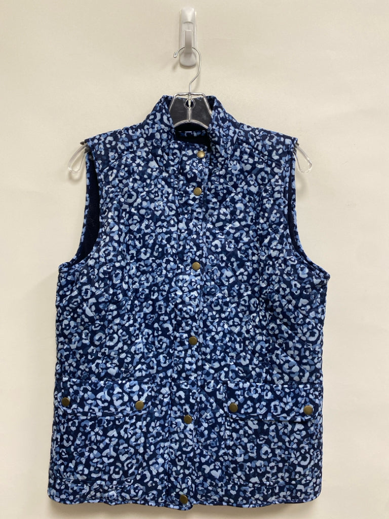 Talbots Size M Navy Blue Animal Print Ladies Vest