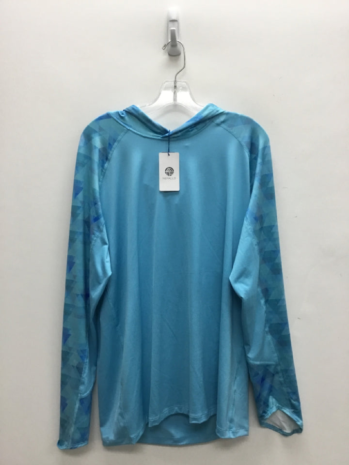 NWT Size L Turquoise Geometric Hooded Ladies Rash Guard