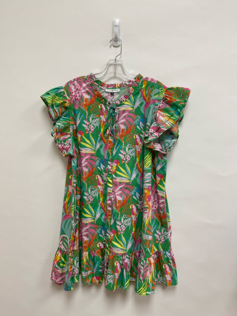 Michelle McDowell  SIZE  XXL Green Pink/Yellow Tropical Plus Size Dress