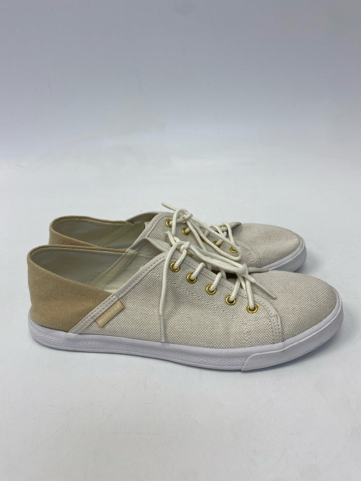 Tommy Hilfiger  Size 9.5 Cream Lace-up Fabric Sneakers